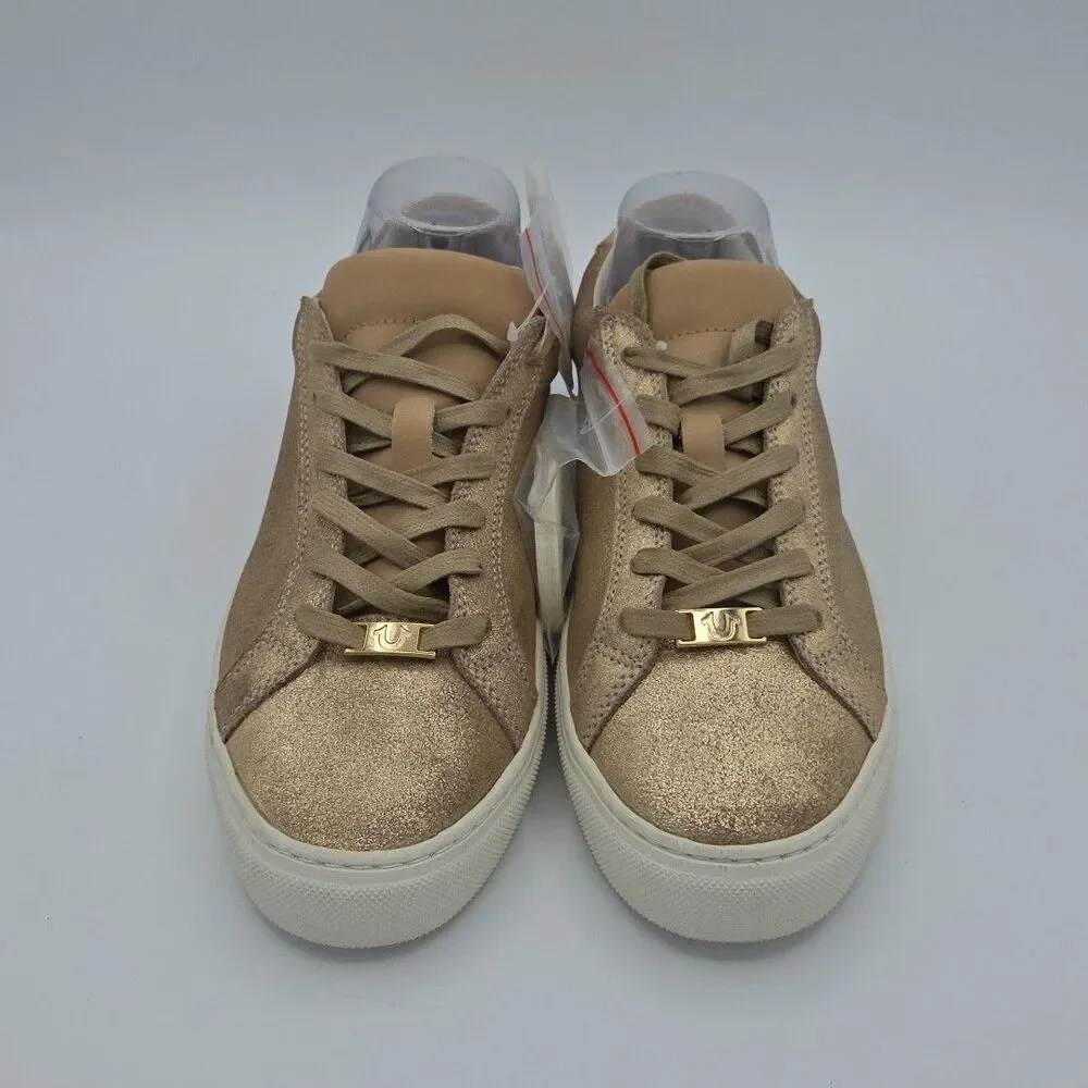 NWOB True Religion Women's Size 9 Gold Sneaker Athletic Shoes Lace Up